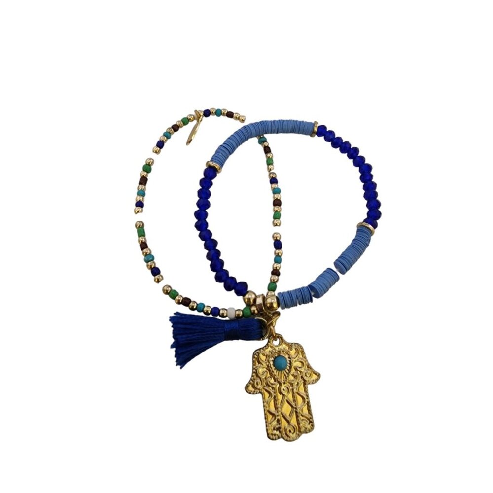 Vintage NOS Sugar NY Stretch Hamsa Charm Friendship Bracelet (A5246)